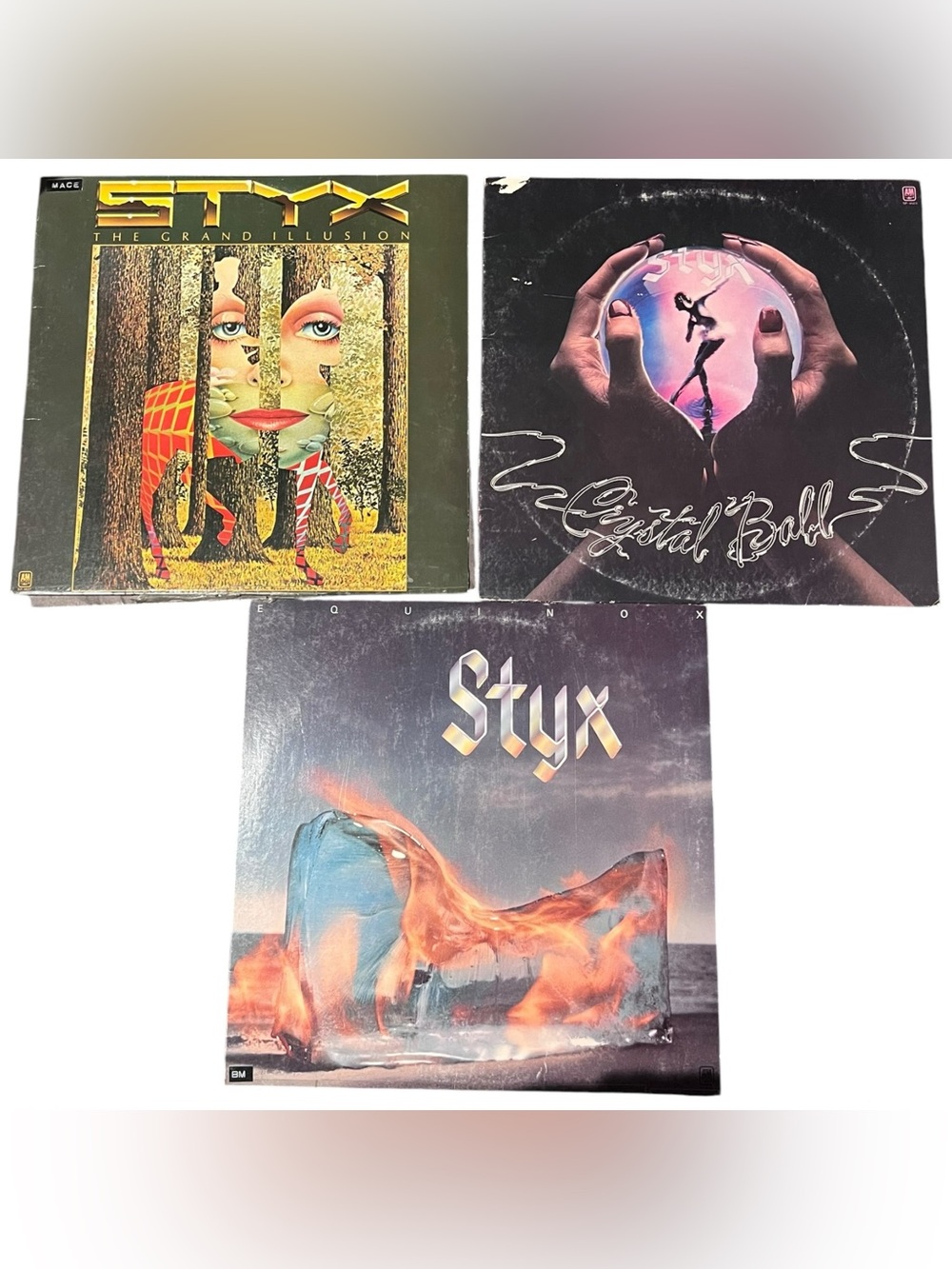 Vintage Styx Vinyl Lot Of 3 The Great Illusion,Crystal Ball & Equinox 12” Record